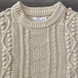Velvet by Graham Spencer 100% Cotton Cable Knit Sweater Top Vest IVRY Cream XS